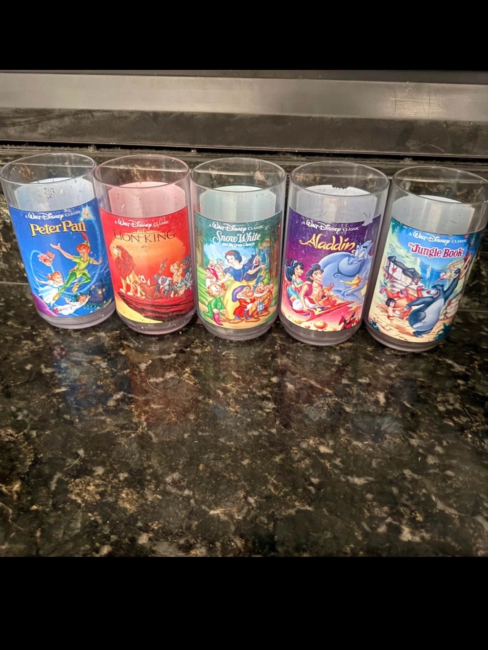 Burger King Disney Collector Plastic Cups Set Of 5 Vintage 1990s